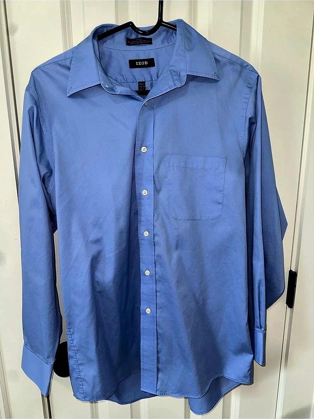 IZOD Men's Regular Fit Wrinkle Free Twill Long Sleeve Button-Down Shirt Blue XL